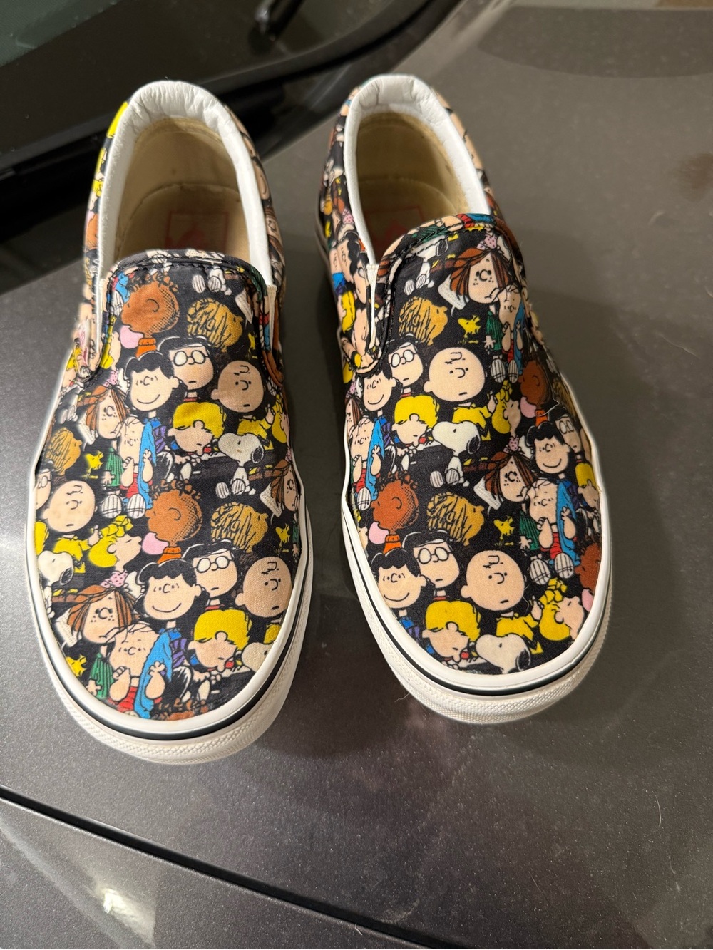 Vans Slip-On Sneakers Black Multi Peanuts Cartoon Print Retired Limited Edition